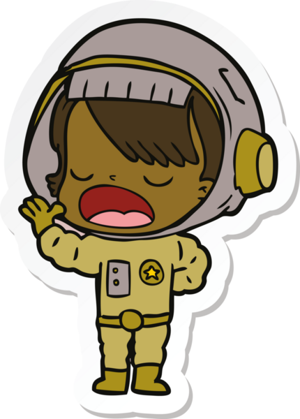 Bir insan tarafından çizilmiş astronot bir kadının çıkartması.