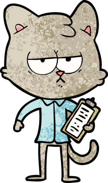 Sıkılmış çizgi film kedisi bir insan tarafından çiziliyor.