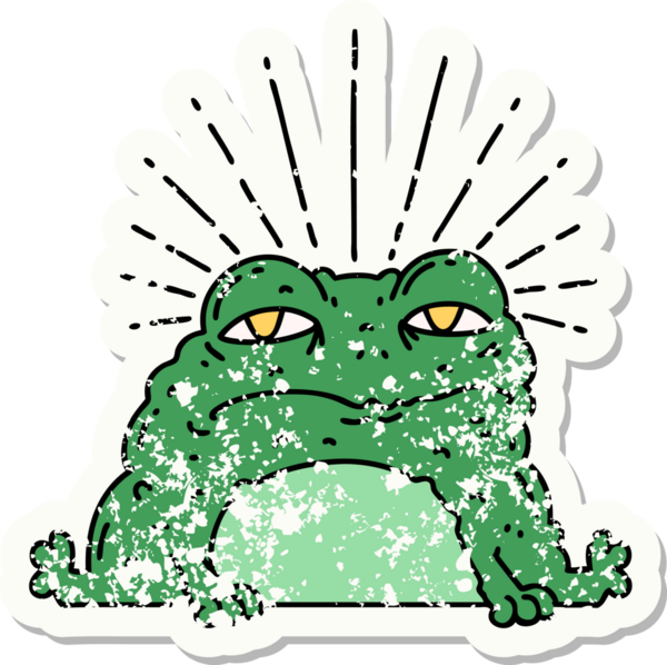 Bir insan tarafından çizilmiş eski bir dövme stili karakteri çıkartması.