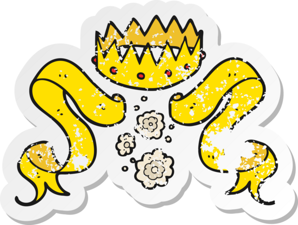 Bir insan tarafından çizilmiş bir karikatür taç ve parşömenin gerilemiş yapıştırması.