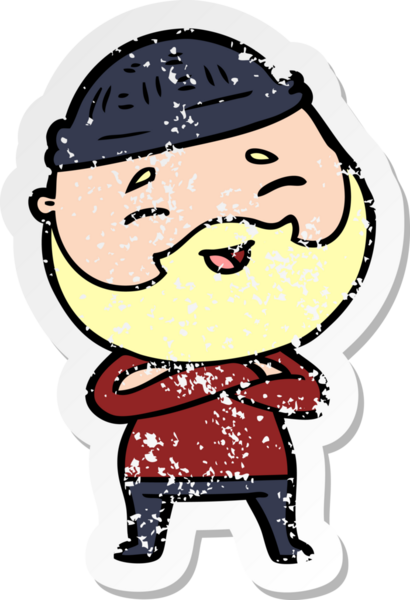 Bir insan tarafından çizilmiş mutlu sakallı bir adamın sıkıntılı çıkartması.