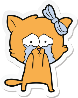 Bir insan tarafından çizilmiş çizgi film kedisinin çıkartması.