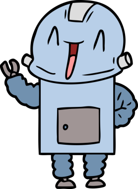 Bir insan tarafından çizilmiş çizgi film robotu