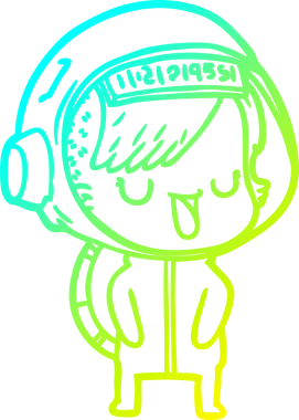 Bir insan tarafından çizilmiş soğuk gradyan çizgili astronot kadın çizimi.