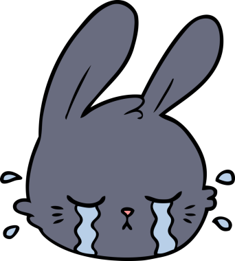 Bir insan tarafından çizilmiş ağlayan tavşan yüzü.