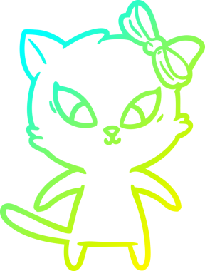 Bir insan tarafından çizilen çizgi film kedisinin soğuk gradyan çizgisi.