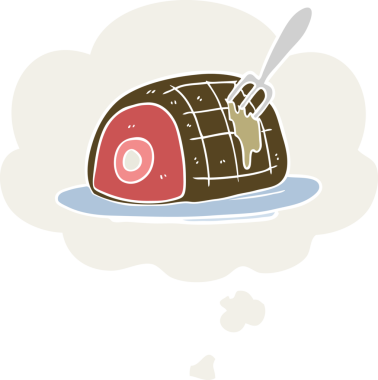 İnsan tarafından çizilmiş, düşünce baloncuğuyla pişirilmiş karikatür.