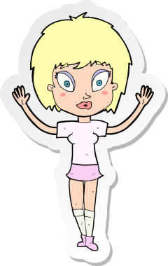 Bir insan tarafından çizilmiş güzel bir kızın çıkartması.