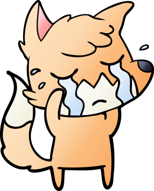 Bir insan tarafından çizilmiş ağlayan tilki çizgi filmi.