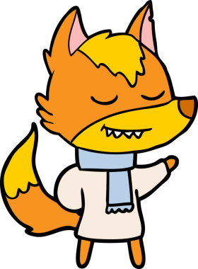 Bir insan tarafından çizilmiş tilki çizgi film karakteri