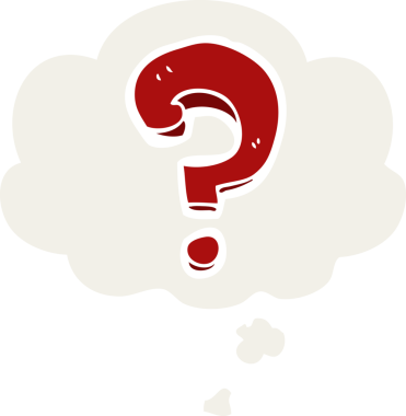 bir insan tarafından çizilmiş düşünce baloncuğu ile çizgi film soru işareti