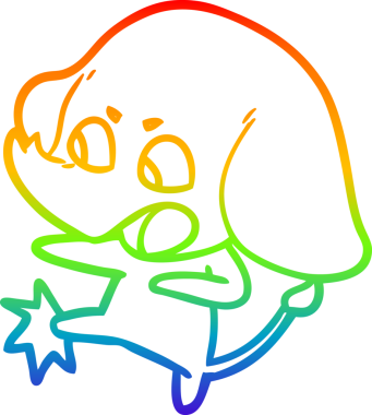 Gökkuşağı gradyan çizgisi bir insan tarafından çizilmiş şirin bir fil çizimi