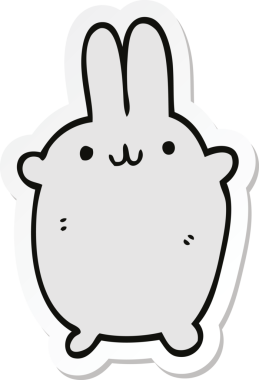 Bir insan tarafından çizilmiş çizgi film tavşanının çıkartması.