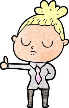 Bir insan tarafından çizilmiş sakin bir kadın çizgi filmi.