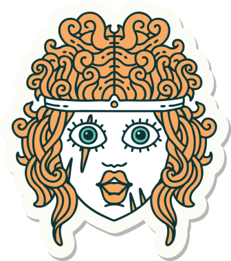 Bir insan tarafından çizilmiş barbar bir insan karakterinin çıkartması.