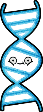 Bir insan tarafından çizilmiş DNA ipliğinin retro grunge desen karikatürü