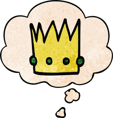 Bir insan tarafından çizilmiş grunge desenli düşünce baloncuklu çizgi film tacı.