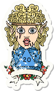 Retro Dövme Tarzı Bir insan tarafından çizilmiş 20 zarlı barbar karakter