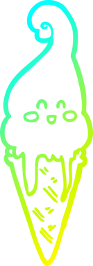 Bir insan tarafından çizilmiş dondurmanın soğuk gradyan çizgisi.