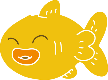 Bir insan tarafından çizilmiş garip bir karikatür balığı.