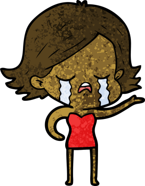 Bir insan tarafından çizilmiş ağlayan çizgi film kızı.