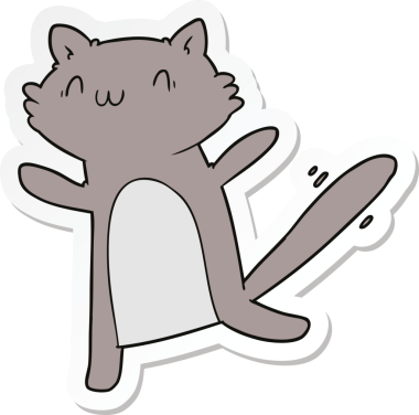 Bir insan tarafından çizilmiş dans eden bir kedinin çıkartması.