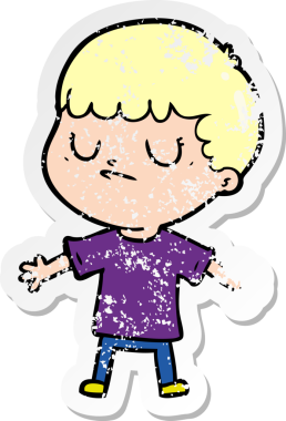 Bir insan tarafından çizilmiş huysuz bir çocuğun sıkıntılı çıkartması.