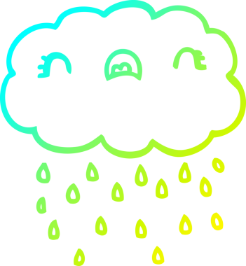 Bir insan tarafından çizilmiş soğuk bir çizgi film bulutunun çizimi.