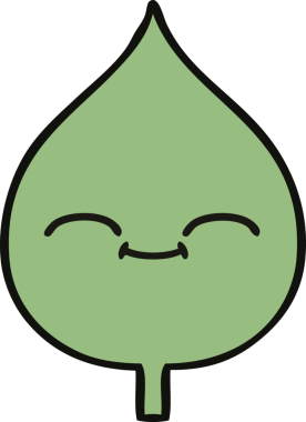 Bir insan tarafından çizilmiş dışavurumsal yaprağın sevimli karikatürü.