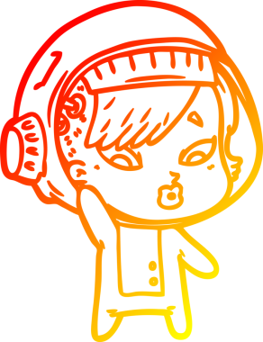 Bir insan tarafından çizilmiş bir astronot kadın çizgi çizimi.