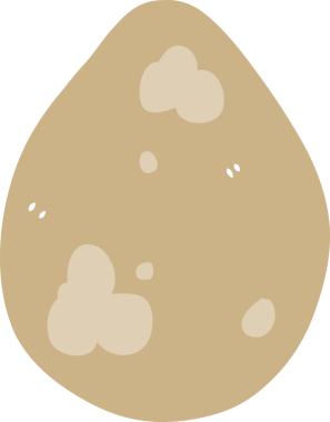 Bir insan tarafından çizilmiş düz renkli çizgi film yumurtası.