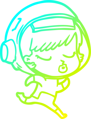 Bir çizgi film karakteri çizen soğuk gradyan bir insan tarafından çizilen güzel astronot kız.