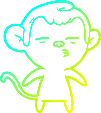 Bir insan tarafından çizilmiş şüpheli bir maymunun soğuk gradyan çizimi