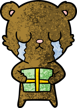 Bir insan tarafından çizilmiş ağlayan çizgi film ayısı.