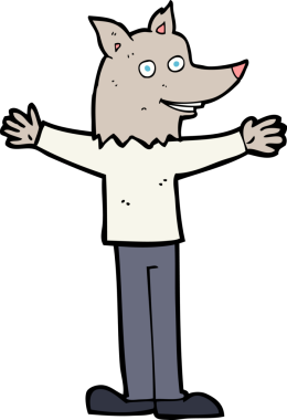 Bir insan tarafından çizilmiş bir kurt adam.