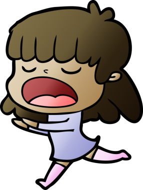 Çizgi filmdeki kadın bir insan tarafından yüksek sesle çizilmiş.