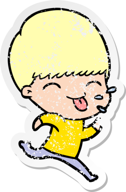 Bir insan tarafından çizilmiş kaba bir adamın sıkıntılı çıkartması.