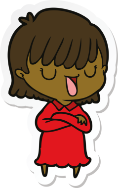 Bir insan tarafından çizilmiş bir karikatür kadının çıkartması.