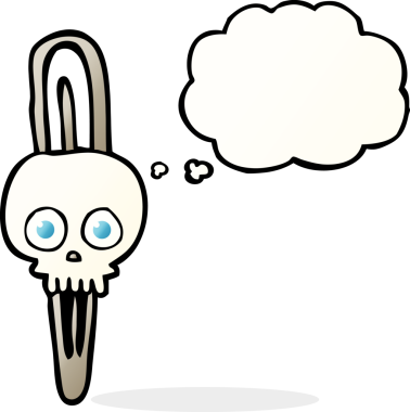 Bir insan tarafından çizilmiş serbest çizim baloncuk kafatası saç tokası.