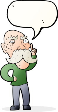 Bir insan tarafından çizilen konuşma baloncuğuyla yaşlı bir adamı sinirlendiren çizgi film.