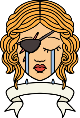 Retro Dövme Tarzı Ağlayan İnsan Haydut Bir insan tarafından çizilmiş pankartıyla