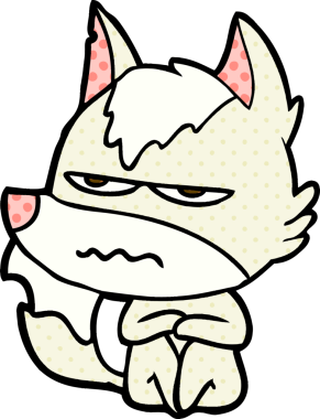 Bir insan tarafından çizilmiş rahatsız kurt çizgi filmi.