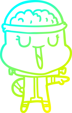 Bir insan tarafından çizilmiş mutlu çizgi film robotu çizimi.