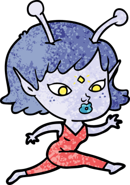 Bir insan tarafından çizilmiş güzel uzaylı kız.