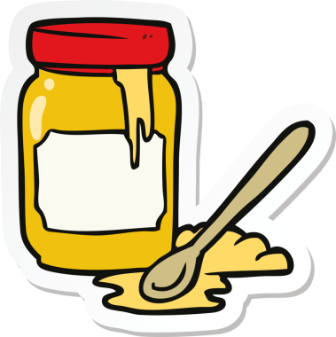 Bir insan tarafından çizilmiş bal kavanozunun etiketi.