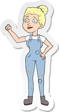 Bir insan tarafından çizilmiş eşofmanlı bir kadının çıkartması.