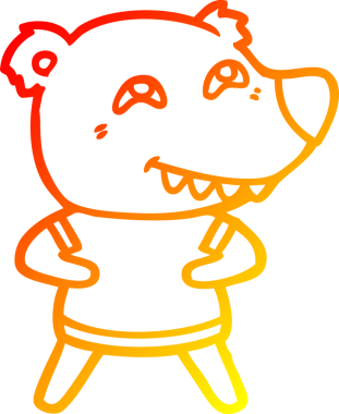 Bir insan tarafından çizilmiş dişleri gösteren çizgi film ayısının sıcak çizgi çizimi