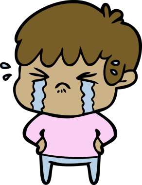 Bir insan tarafından çizilmiş ağlayan çizgi film çocuğu.