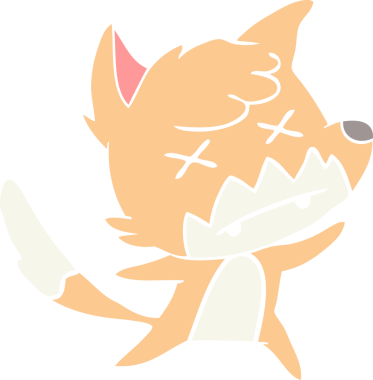 Bir insan tarafından çizilmiş düz renk çizgi film ölü tilki