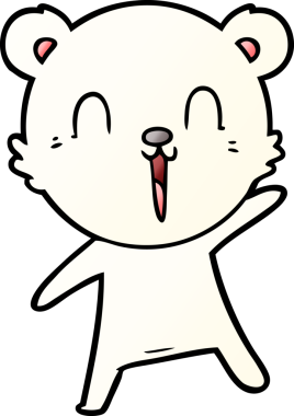 Bir insan tarafından çizilmiş mutlu kutup ayısı çizgi filmi.